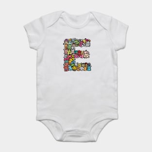 Alphabet Monster Doodle Letter E Monogram Baby Bodysuit